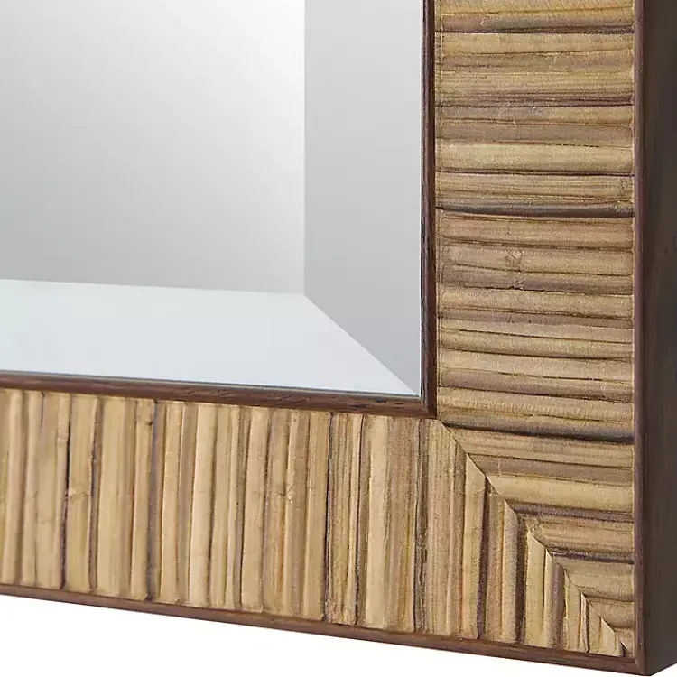 Decorative Mirrors-Kirklands Home Natural Rattan Beveled Wall Mirror