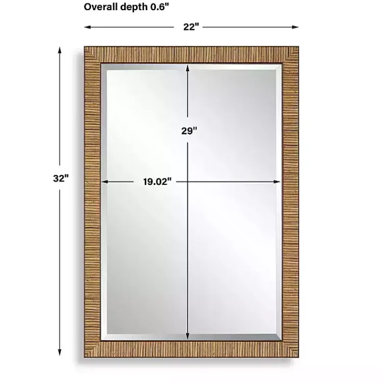 Decorative Mirrors-Kirklands Home Natural Rattan Beveled Wall Mirror