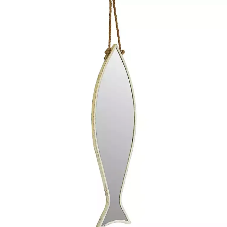Decorative Mirrors-Kirklands Home Vertical Fish Mirror with Rope Hanger