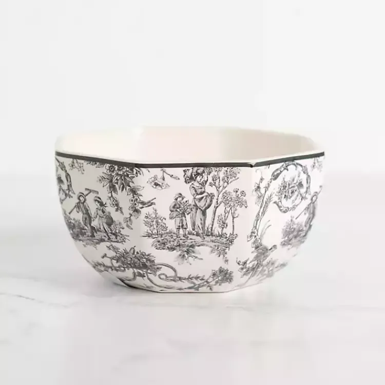 Dinnerware-Kirklands Home Emery Black Toile Cereal Bowl