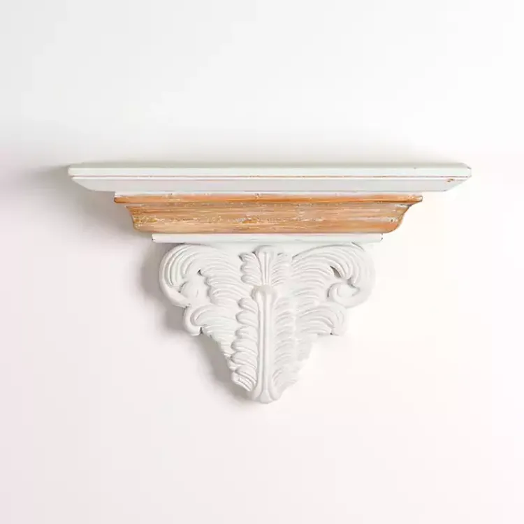 Shelves-Kirklands Home White Carved Wood Floating Wall Shelf
