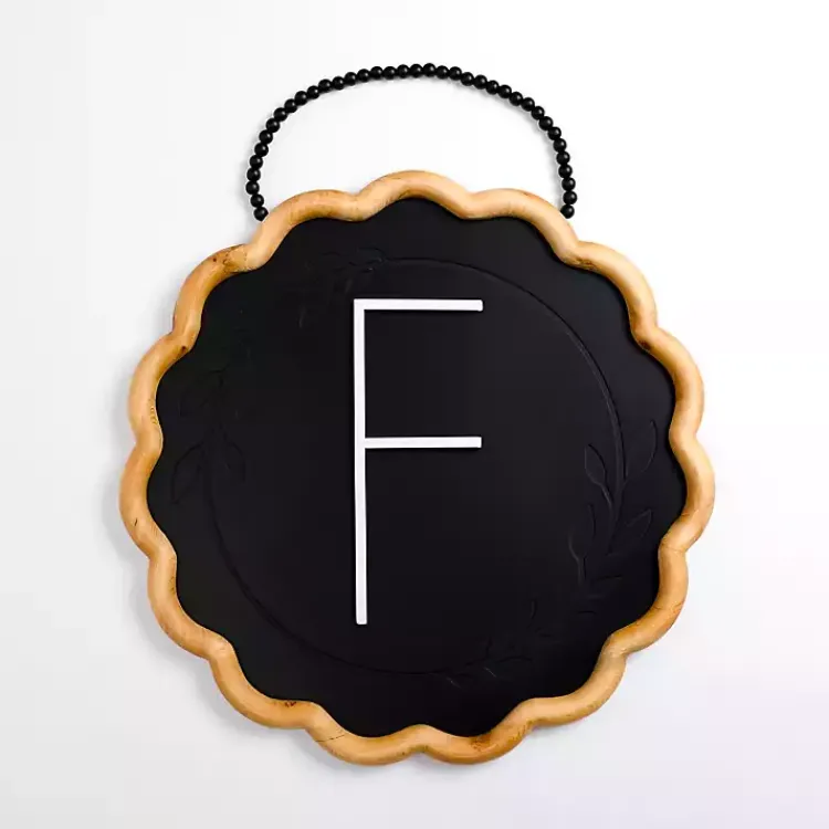 Monogram Wall Decor-Kirklands Home Black Scalloped Monogram F Wall Plaque