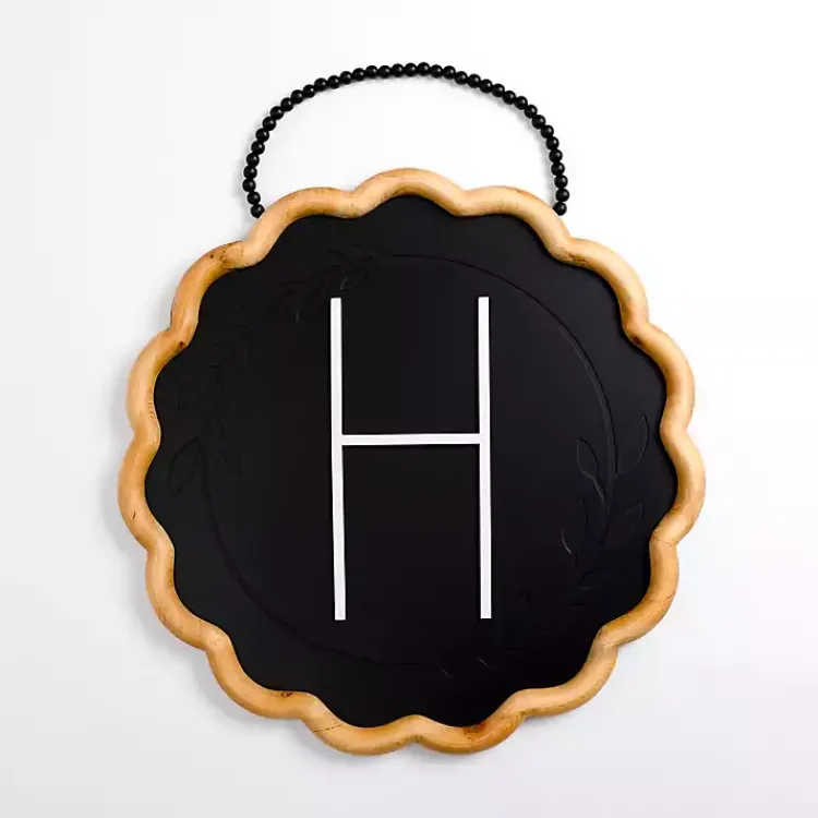 Monogram Wall Decor-Kirklands Home Black Scalloped Monogram H Wall Plaque