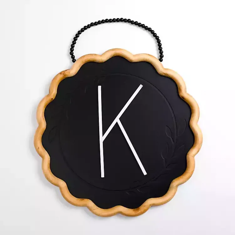 Monogram Wall Decor-Kirklands Home Black Scalloped Monogram K Wall Plaque