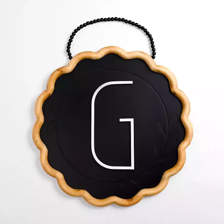 Monogram Wall Decor-Kirklands Home Black Scalloped Monogram G Wall Plaque