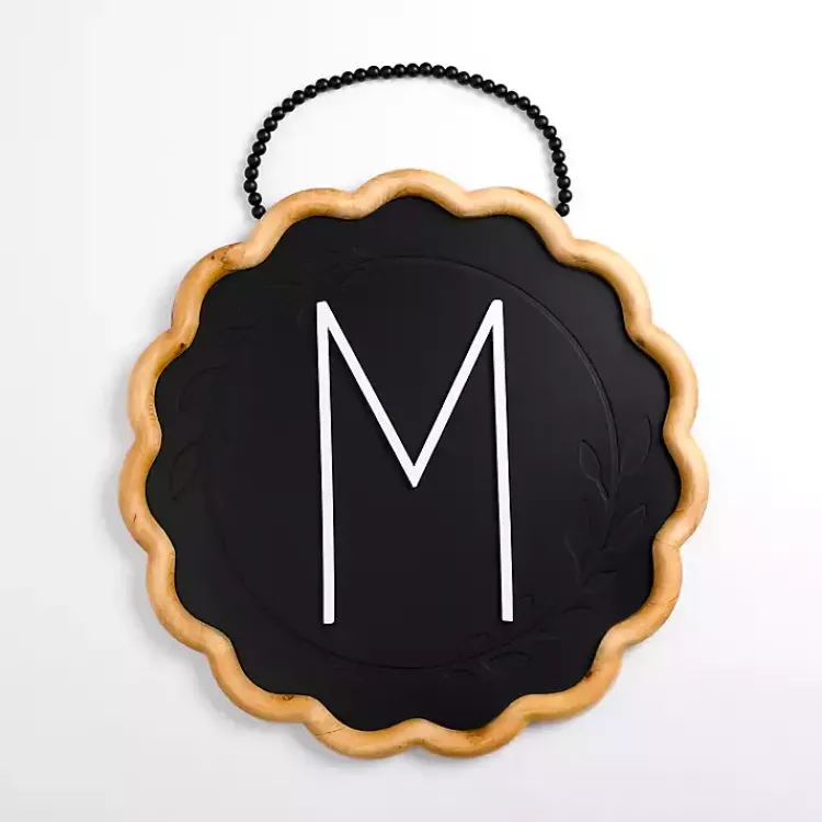 Monogram Wall Decor-Kirklands Home Black Scalloped Monogram M Wall Plaque