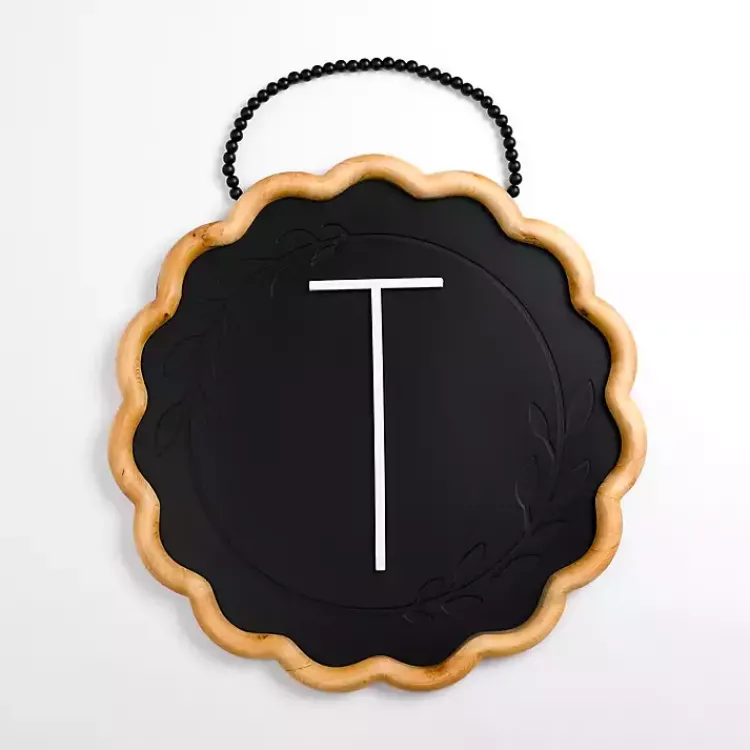 Monogram Wall Decor-Kirklands Home Black Scalloped Monogram T Wall Plaque