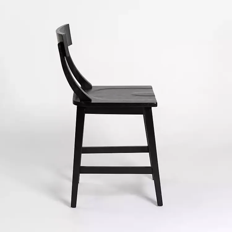 Bar Stools & Counter Height Stools-Kirklands Home Wood T-Back Counter Stool Black