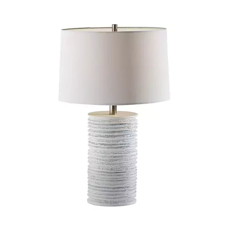 Table Lamps-Kirklands Home Weathered Cream Marissa Ribbed Table Lamp