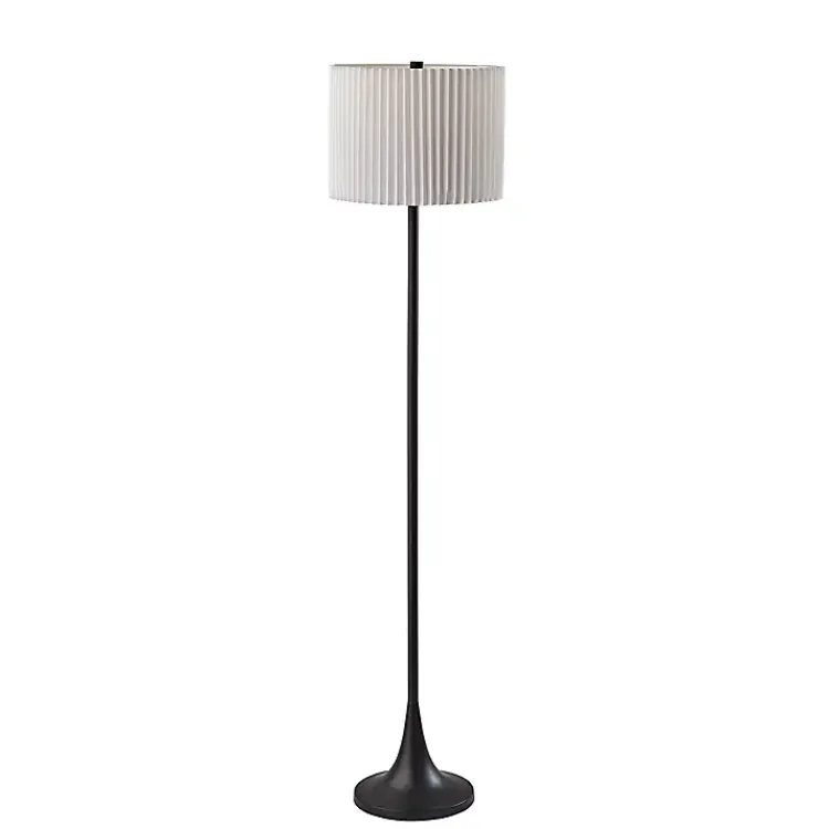 Floor Lamps-Kirklands Home Eli Pleated Shade Floor Lamp Black