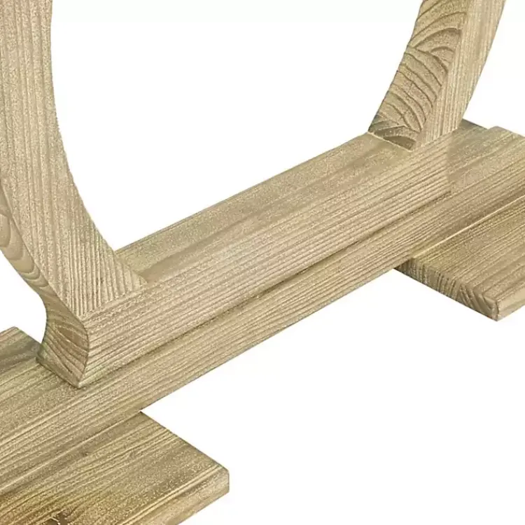 Console Tables-Kirklands Home Natural Barnwood Circular Pedestal Console Table Tan