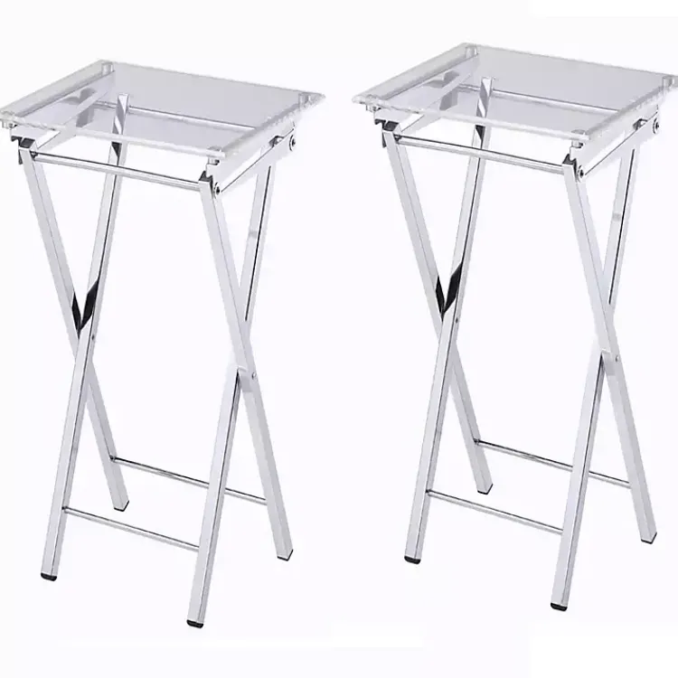 Accent & End Tables-Kirklands Home Acrylic Folding TV Tray Tables, Set of 2 Clear
