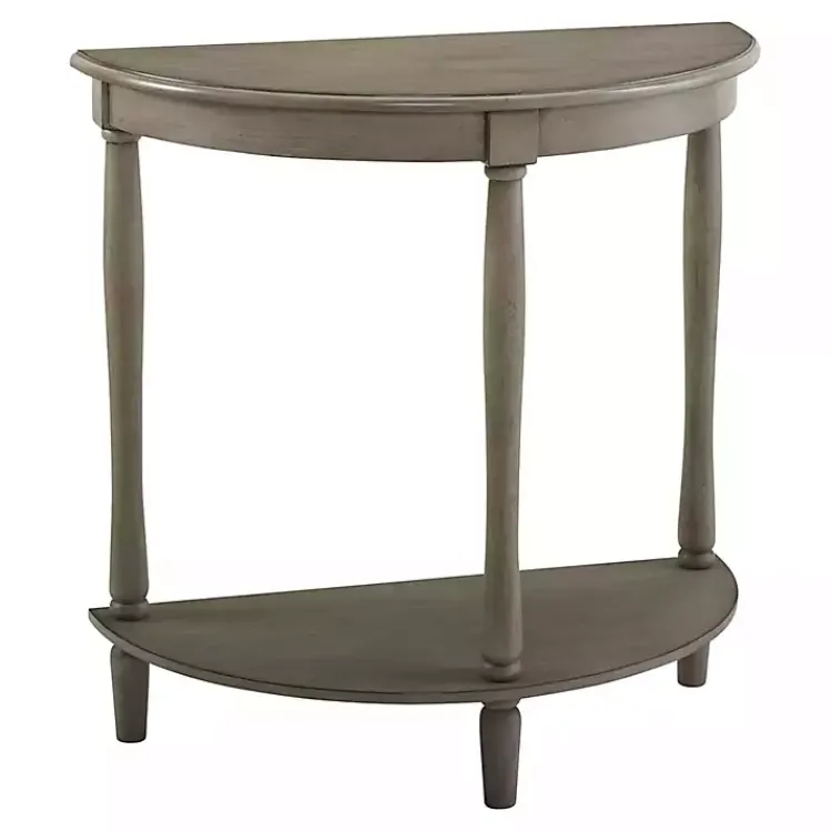 Console Tables-Kirklands Home Antique Demilune Side Table Gray