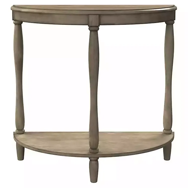 Console Tables-Kirklands Home Antique Demilune Side Table Gray