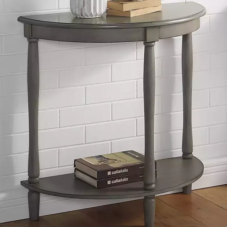 Console Tables-Kirklands Home Antique Demilune Side Table Gray