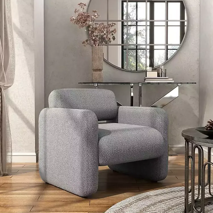 Accent Chairs-Kirklands Home Boucle Modern Accent Chair Gray