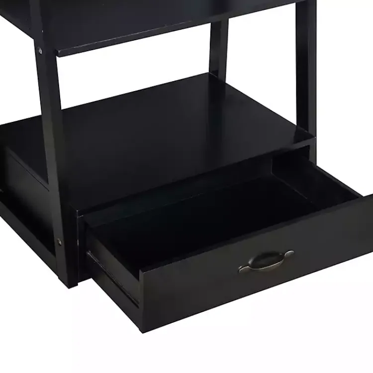 Bookshelves-Kirklands Home Wood 5-Shelf Leaning Bookshelf Black