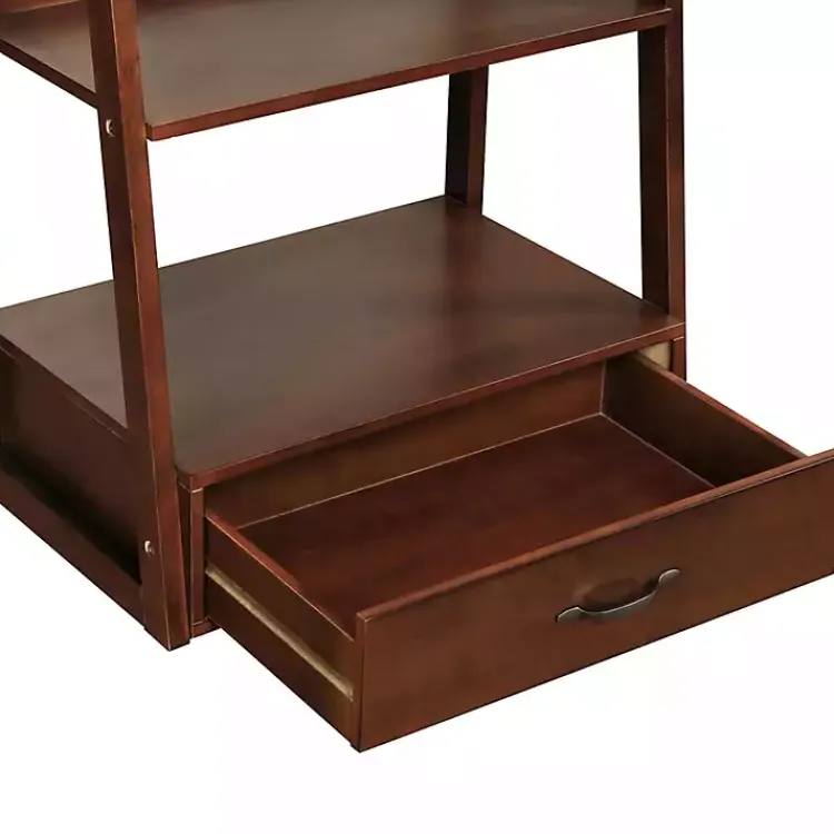Bookshelves-Kirklands Home Wood 5-Shelf Leaning Bookshelf Brown