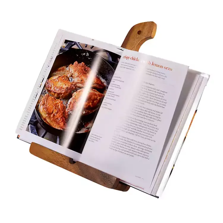 Kitchen Storage-Kirklands Home Natural Acacia Wood Cookbook Holder Brown