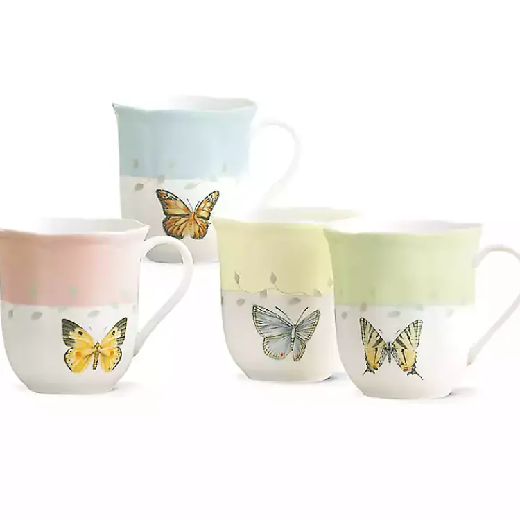 Glassware & Drinkware-Kirklands Home Butterfly Meadow Mugs, Set of 4