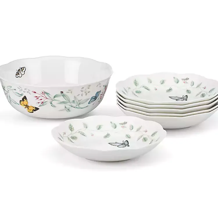 Dinnerware-Kirklands Home White Butterfly Meadow 7-pc. Bowl Set