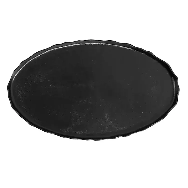 Coffee Tables-Kirklands Home Metal Deckled Edge Oval Coffee Table Black