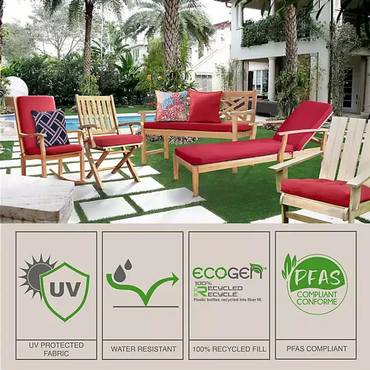 Outdoor Cushions & Pillows-Kirklands Home Ruby Outdoor Lumbar Pillow Red