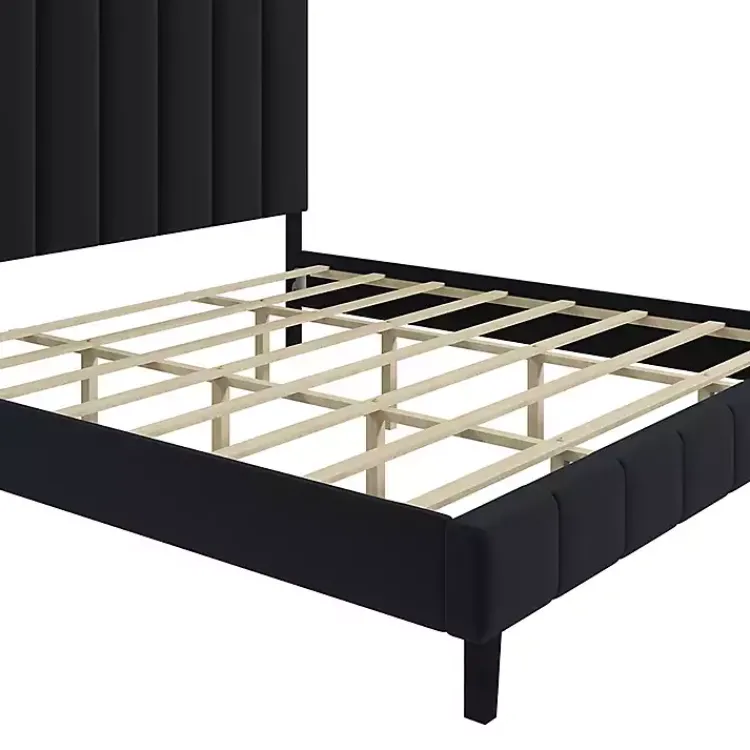 Beds & Headboards-Kirklands Home Modern Tufted Platform King Bed Black