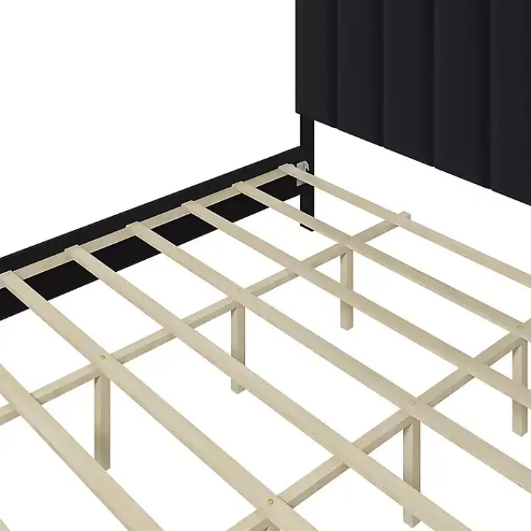 Beds & Headboards-Kirklands Home Modern Tufted Platform King Bed Black