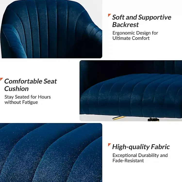 Office Furniture-Kirklands Home Navy Velvet Swivel Jacyln Office Chair Blue