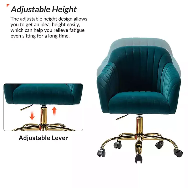 Office Furniture-Kirklands Home Teal Velvet Swivel Jacyln Office Chair Blue