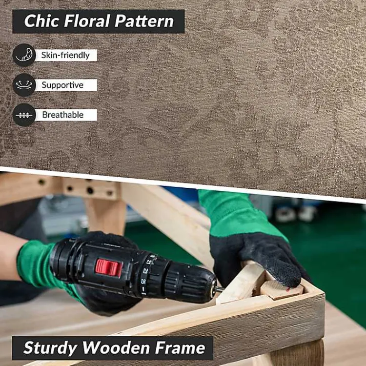 Accent Chairs-Kirklands Home Floral Brocade Wingback Ella Armchair Brown