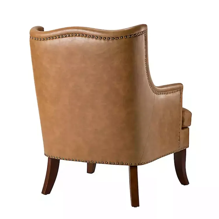 Accent Chairs-Kirklands Home Camel Faux Leather Ophelia Accent Chair Tan