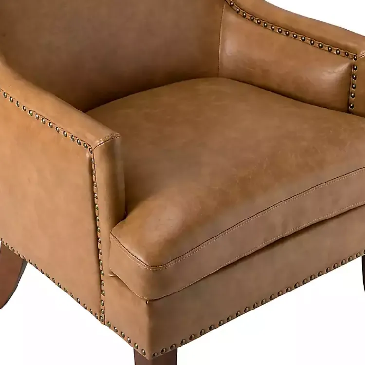 Accent Chairs-Kirklands Home Camel Faux Leather Ophelia Accent Chair Tan