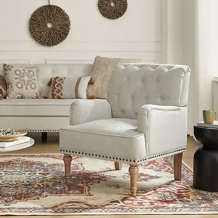 Accent Chairs-Kirklands Home Tufted Britt Accent Chair Ivory