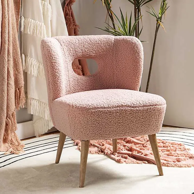 Accent Chairs-Kirklands Home Sherpa Barrel Accent Chair Pink