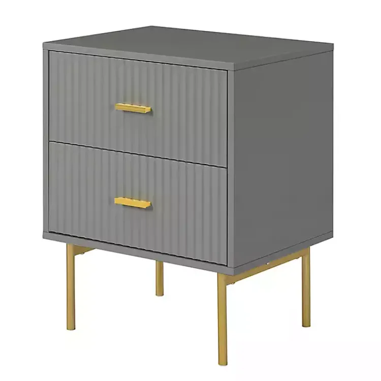 Nightstands-Kirklands Home and Gold Modern Ceandro Nightstand Gray