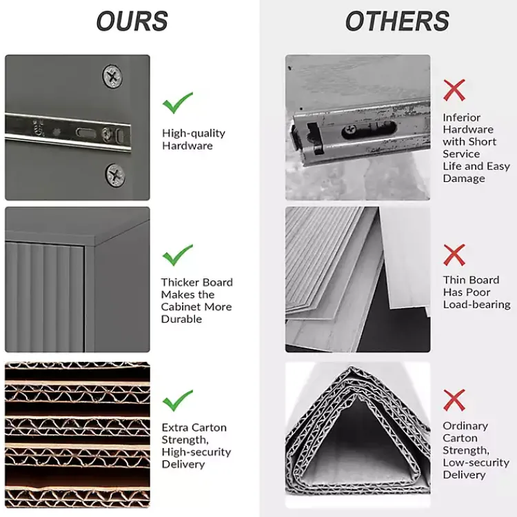 Nightstands-Kirklands Home and Gold Modern Ceandro Nightstand Gray