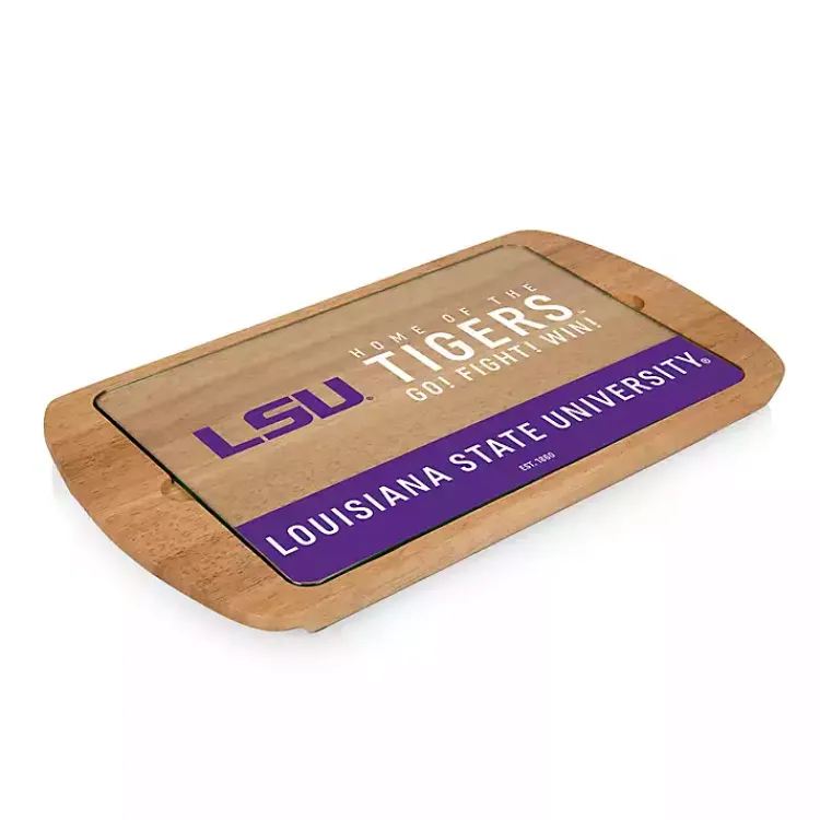 Serving & Entertaining-Kirklands Home LSU Tigers Wood and Glass Serving Board