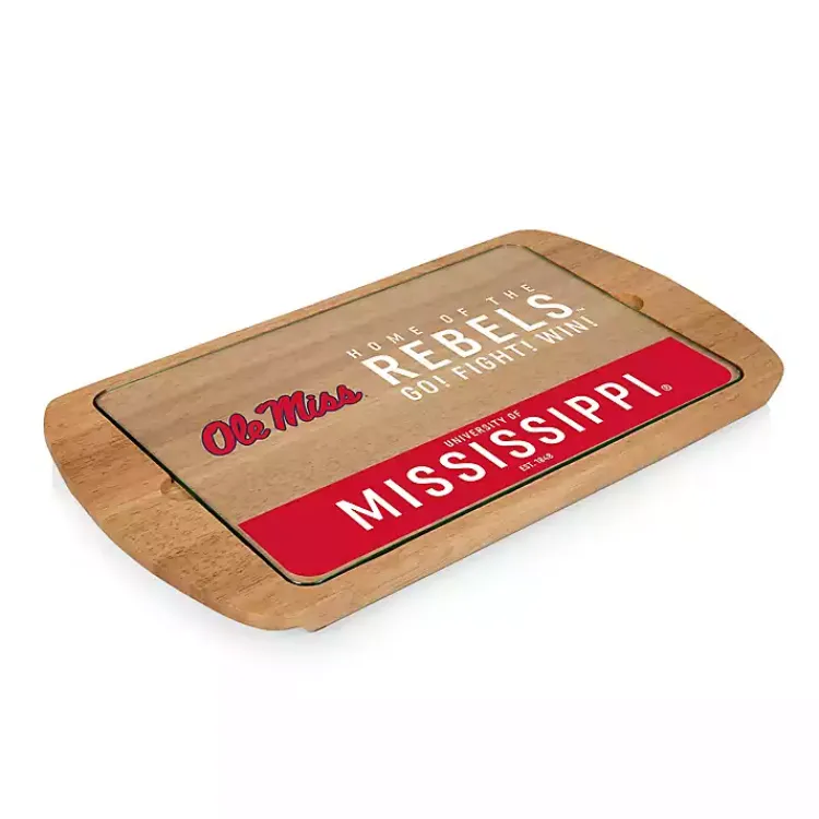 Serving & Entertaining-Kirklands Home Ole Miss Rebels Wood and Glass Serving Board
