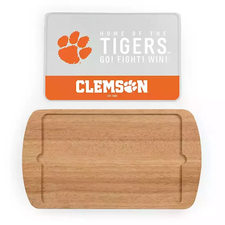 Serving & Entertaining-Kirklands Home Clemson Tigers Wood and Glass Serving Board