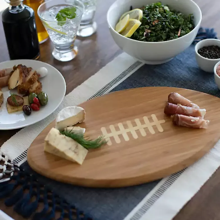 Serving & Entertaining-Kirklands Home Atlanta Falcons Bamboo Football Cutting Board Tan