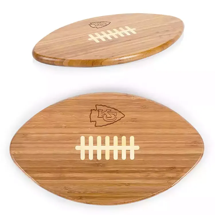 Serving & Entertaining-Kirklands Home Kansas City Chiefs Bamboo Football Cutting Board Tan