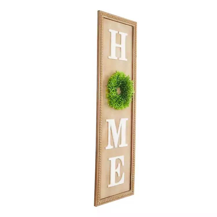 Wall Quotes & Signs-Kirklands Home Home Wreath Wood Panel Wall Plaque Brown
