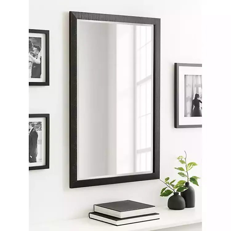 Decorative Mirrors-Kirklands Home Black Ribbed Renna Wall Mirror, 24x36 in.