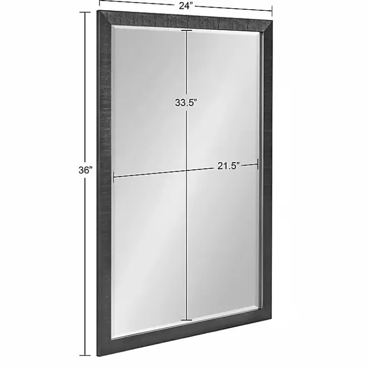 Decorative Mirrors-Kirklands Home Black Ribbed Renna Wall Mirror, 24x36 in.