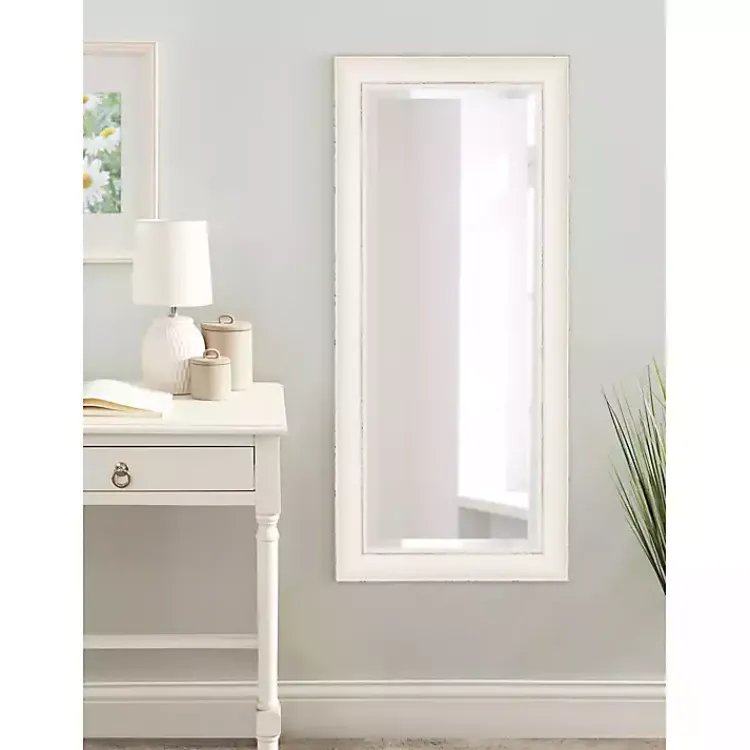 Decorative Mirrors-Kirklands Home Distressed White Maron Wall Mirror