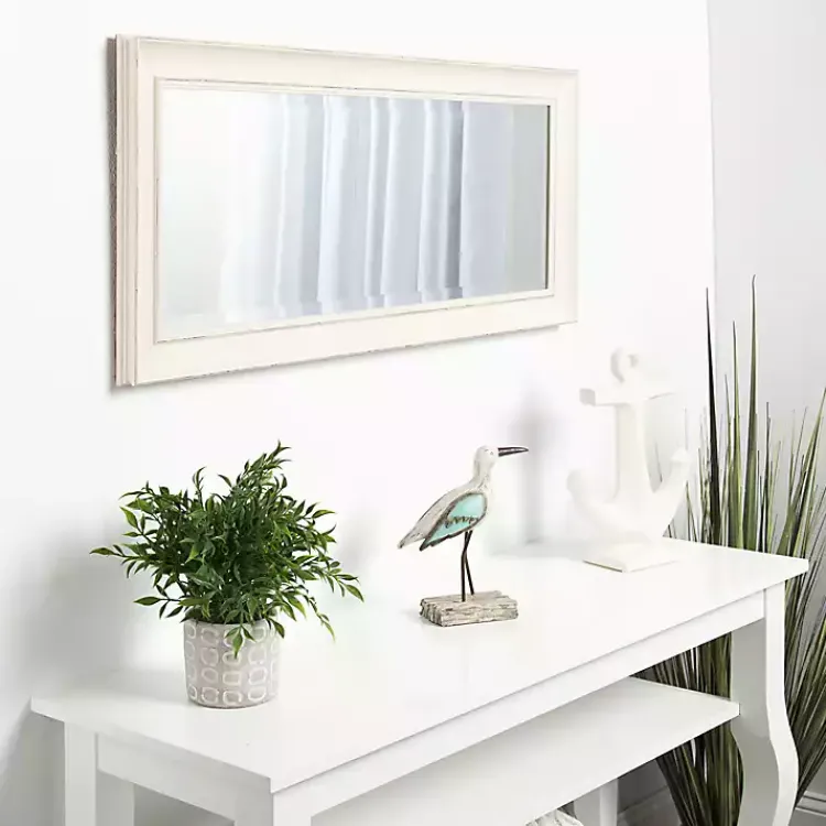 Decorative Mirrors-Kirklands Home Distressed White Maron Wall Mirror