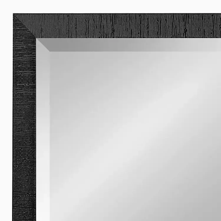 Decorative Mirrors-Kirklands Home Black Ribbed Renna Wall Mirror, 20x30 in.