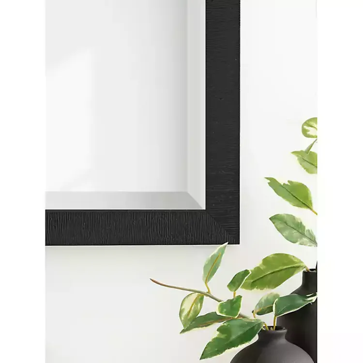 Decorative Mirrors-Kirklands Home Black Ribbed Renna Wall Mirror, 20x30 in.